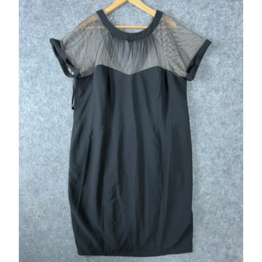 Maggy London Sheath Dress Woman 22W Black Sheer Mesh Yoke Office Chic Goth